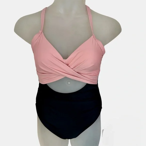 Eomenie One Piece women’s Tummy Control Cutout pink black M Swimsuit NWT - Picture 5 of 13